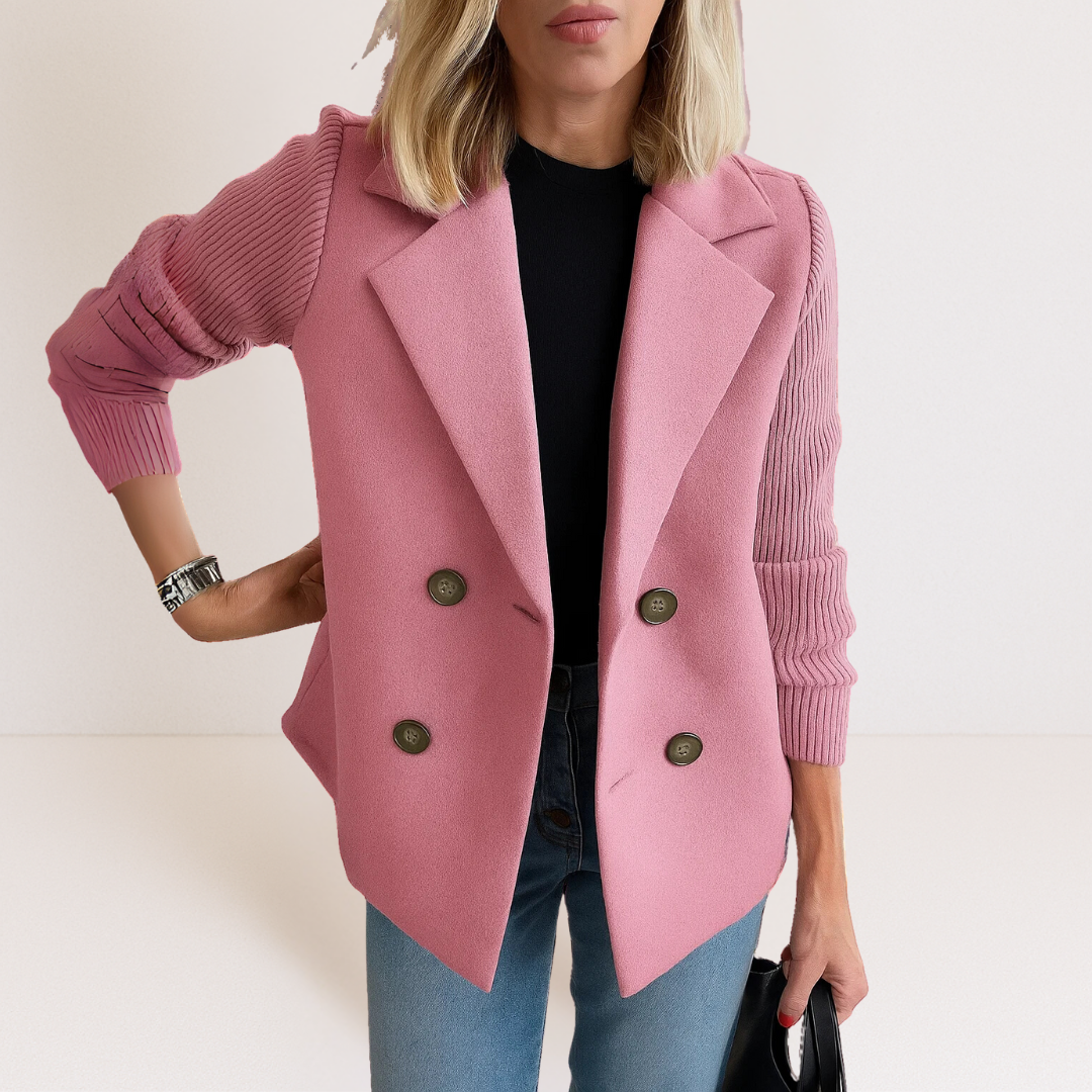 Damen Blazer mit Kontrastärmeln und doppelreihiger Knopfleiste | M&G