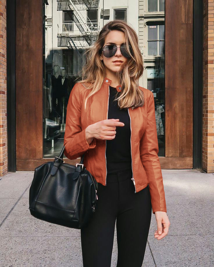 Bomber Jacket Women's Slim Fit with Zip Closure - Image 9