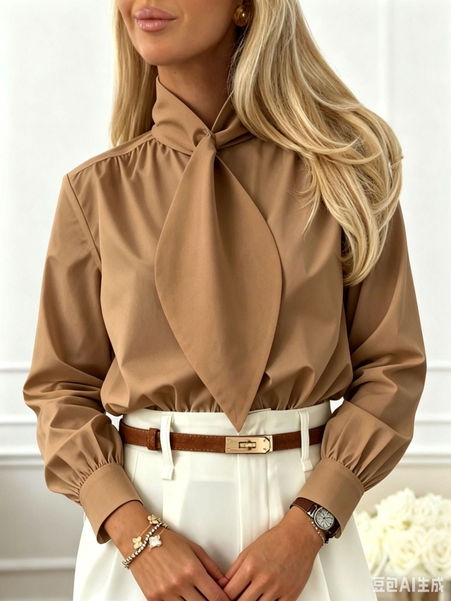 ModeGlanz Schluppenbluse – Khaki