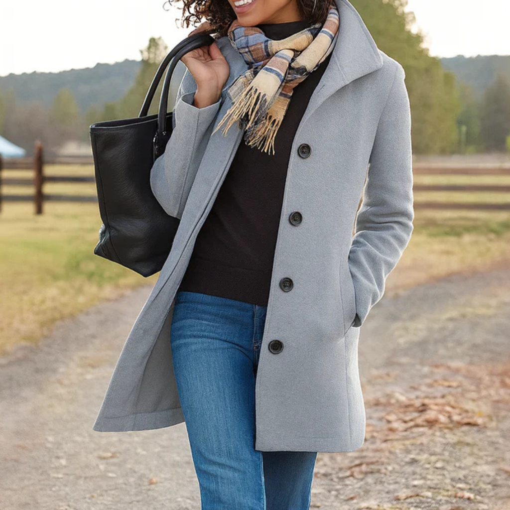 Damenmantel mit klassischem Schnitt und Knopfdetails | M&G - 4 - Modeglanz