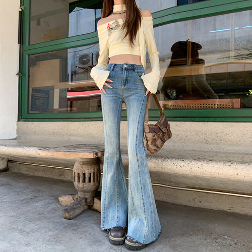 Bootcut-Jeans mit hohem Bund in Blau