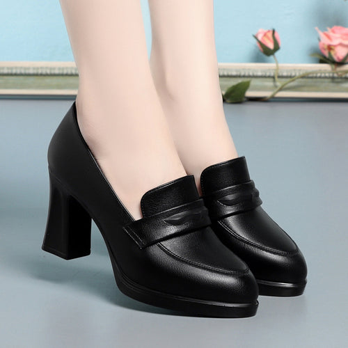 Bequeme Lederpumps mit Blockabsatz, 8 cm