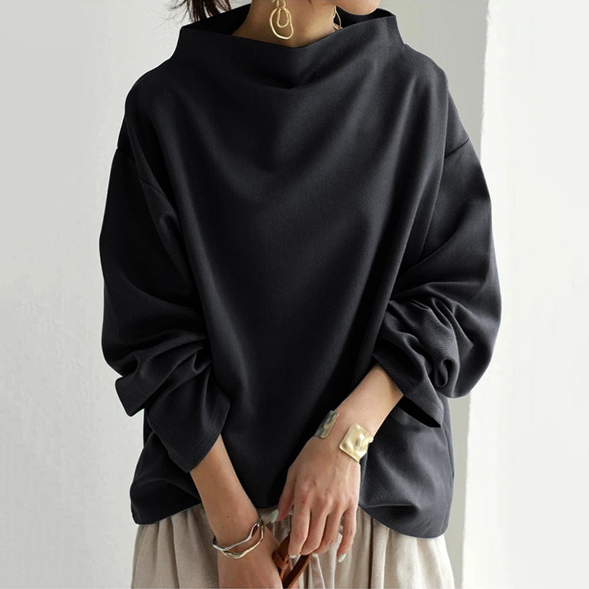 Eleganter Damen Pullover mit Modernem Faltkragen | M&G
