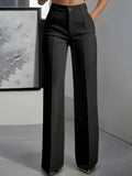 ModeGlanz Elegante Stoffhose mit hohem Bund – Schwarz