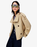 Damen Kurzer Zweireihiger Trenchcoat mit Taillengürtel | M&G