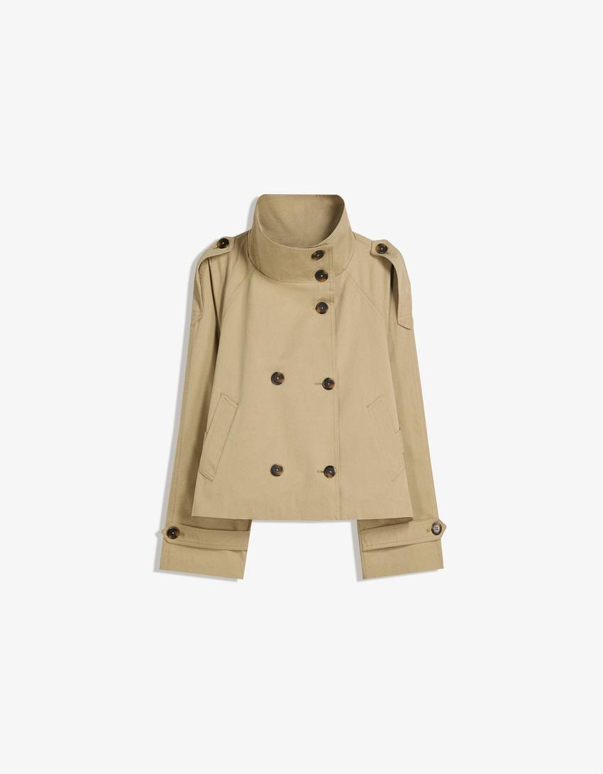 Damen Kurzer Zweireihiger Trenchcoat mit Taillengürtel | M&G