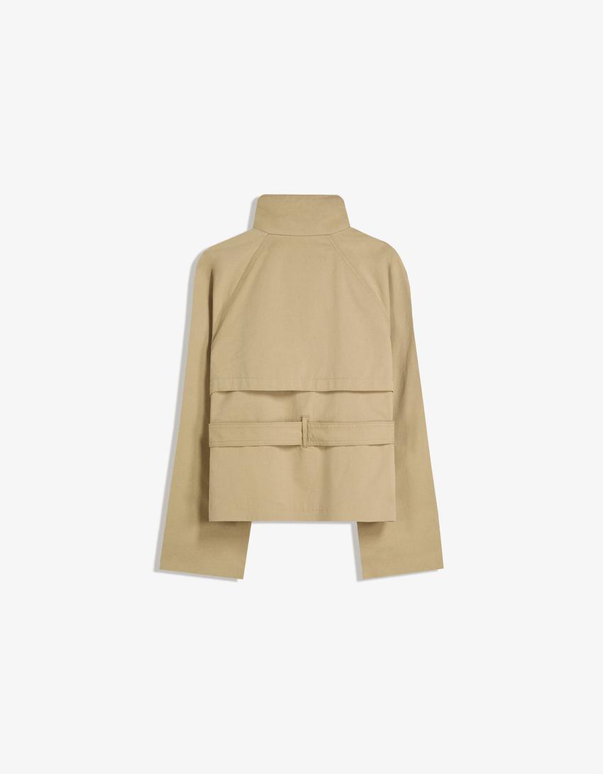 Damen Kurzer Zweireihiger Trenchcoat mit Taillengürtel | M&G