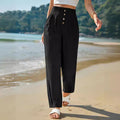 ModeGlanz Lässige Baumwoll-Leinen-Hose – Schwarz