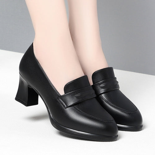 Bequeme Lederpumps mit Blockabsatz, 6 cm