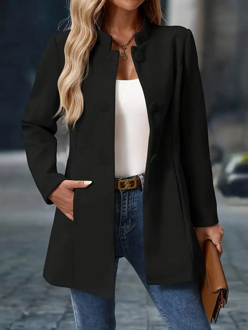 Blazer Damen beige tailliert mit Reverskragen und langen Ärmeln